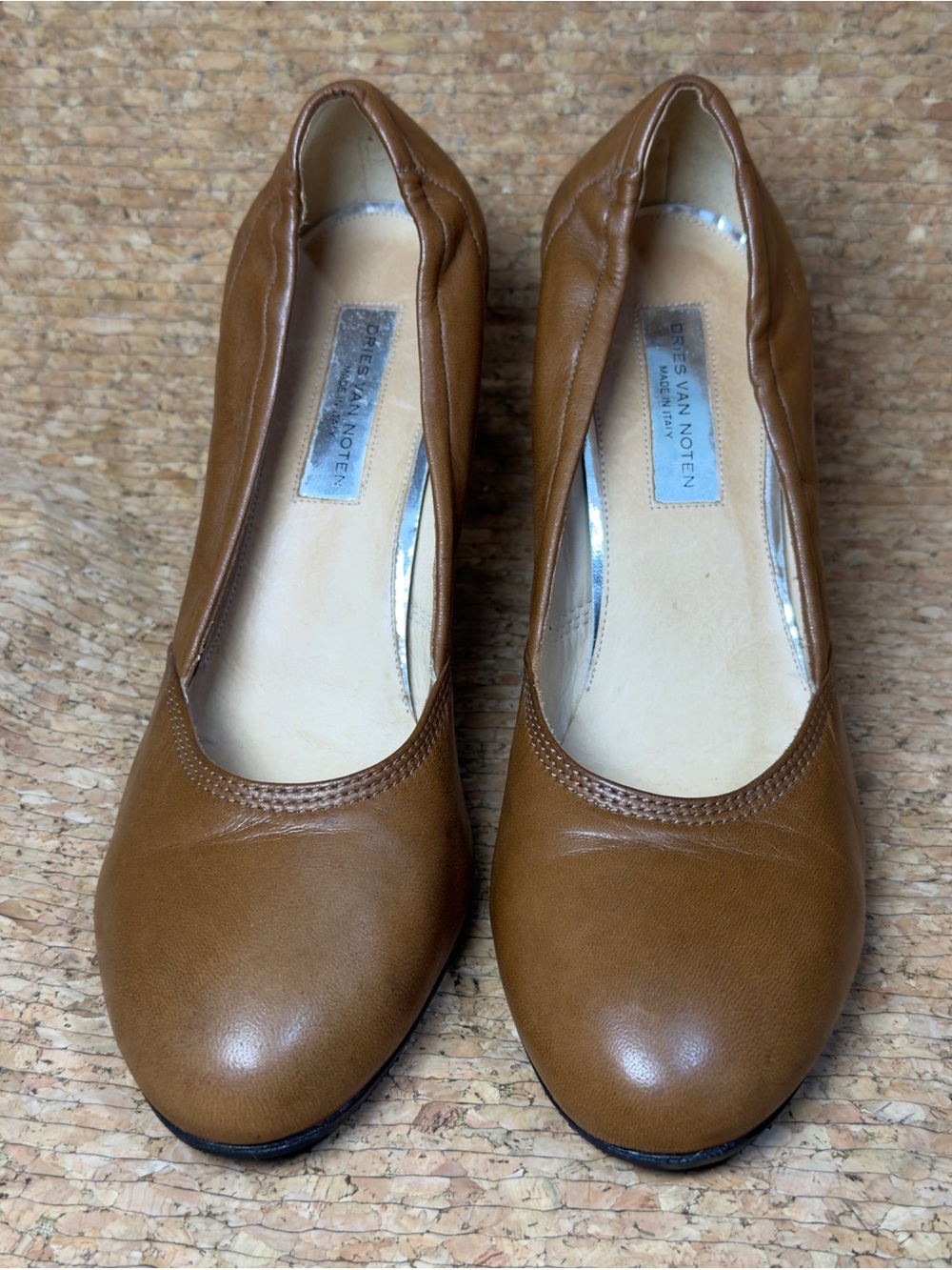 Dries Van Noten Vintage Brown Leather Heels Shoes Pumps EU 40 (10 M) Italy VTG